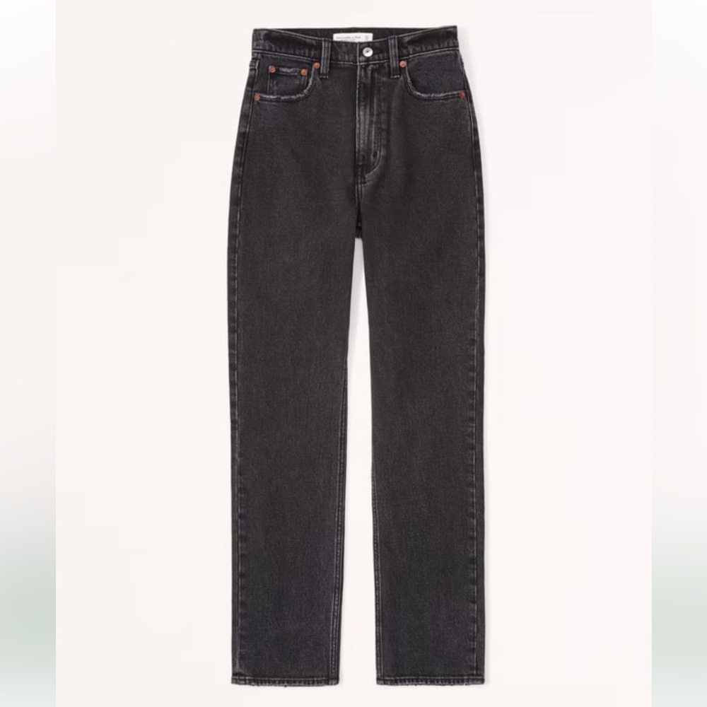 Abercrombie & Fitch Womens Ankle Straight Black Jeans Ultra High Rise Curve love